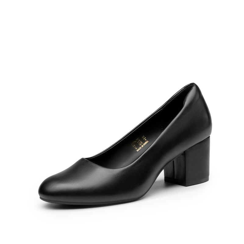 SOFENA Women's Round Toe Office Pumps with Block Heel, Memory Foam Insole