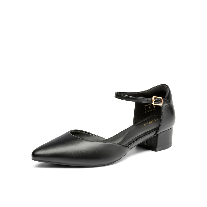 SOFENA Women's Pointed Toe D'Orsay Low Block Heel Pumps